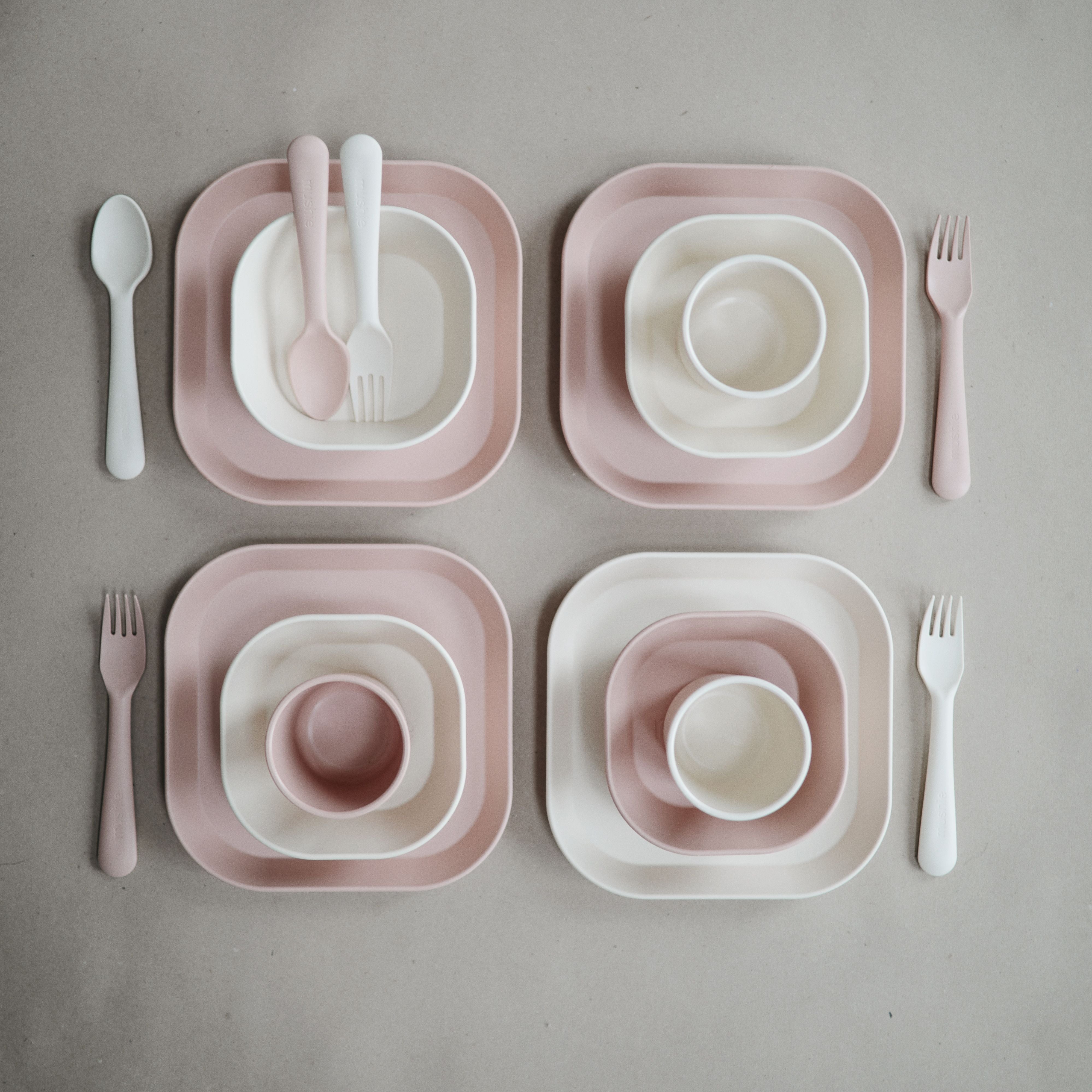 Mushie - Vierkant bord - Blush (2 stuks)