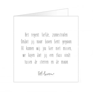 Wenskaart- Het regent liefde, zonnestralen.